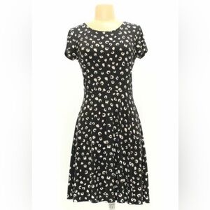 Gilli Women's Size Small Black White Abstract Print Cap Sleeve A-Line Dress